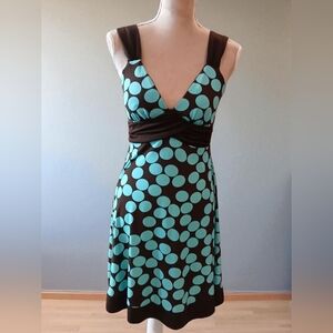 Y2k Vintage Polka Dot Babydoll Fit Flare Mini Dress M Turquoise Grunge Clubbing
